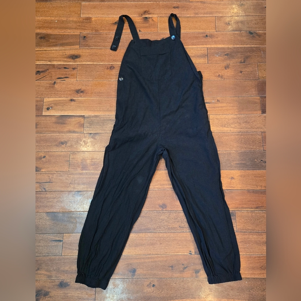 SHEIN Black Overalls Womens Medium Pants Bibs 100% Cotton